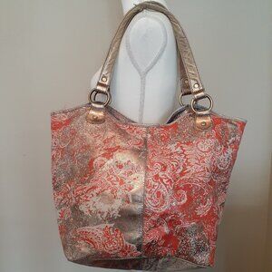 Jasper & Jerra Leather Metallic Print Bag